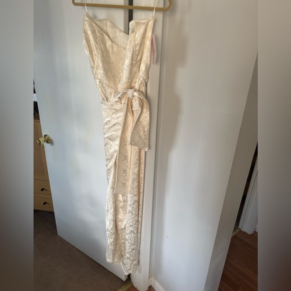 V. Chapman June Corset Jacquard Front-Slit Gown - Picture 8 of 10